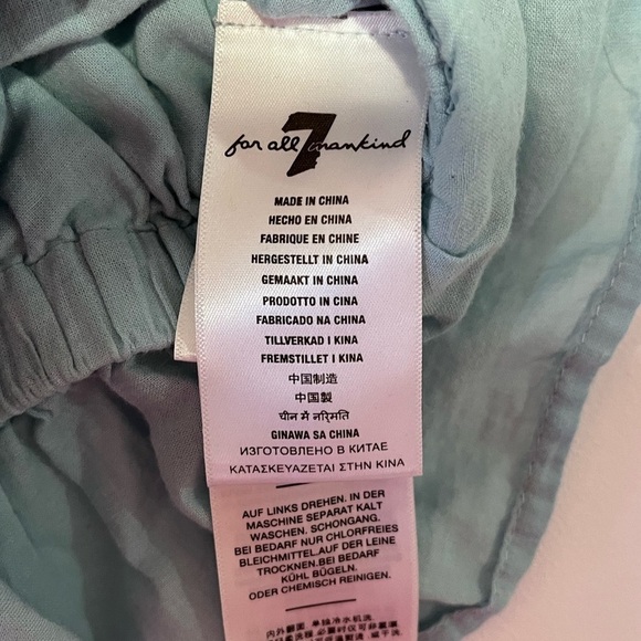 Y2K 7 For all Mankind Light Blue Button Up Off Shoulder Milkmaid Coquette Top XS - Picture 7 of 10